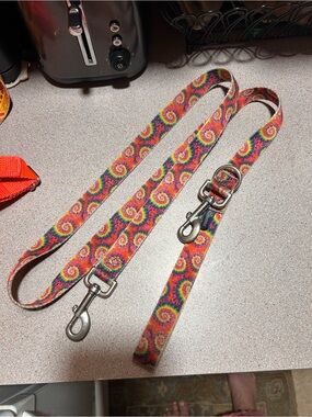 Multicolor Spiral Pattern Dog Leash - Vibrant Tie-Dye Style